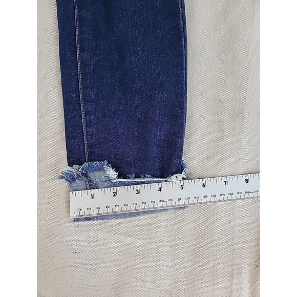 KanCan Jeans Womens 7 27 28x26 Crop Button Fly Stretch Crop Dark Blue Cuffed EUC - Picture 4 of 14
